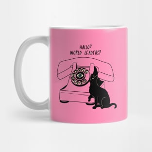 World Domination Black Cat in pink Mug